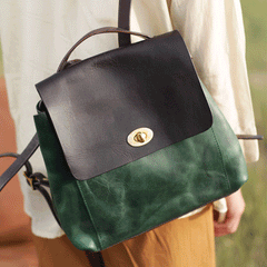 Green Satchel Bag Small Leather Backpack Womens Purse - Annie Jewel