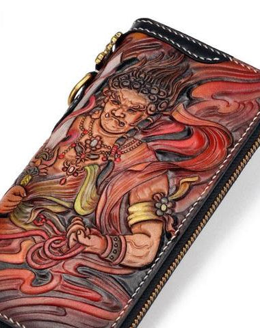 Handmade Leather Acalanatha Mens Chain Biker Wallet Cool Leather Wallet With Chain Wallets for Men