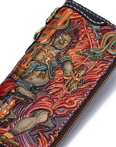 Handmade Leather Acalanatha Mens Chain Biker Wallet Cool Leather Wallet With Chain Wallets for Men