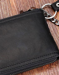Handmade Leather Mens Chain Biker Wallet Cool Leather Wallet Bifold billfold Wallets