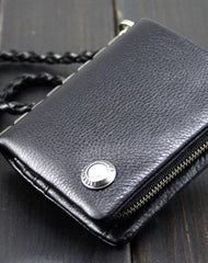 Handmade Leather Mens Chain Biker Wallet Cool Leather Wallet Bifold billfold Wallets