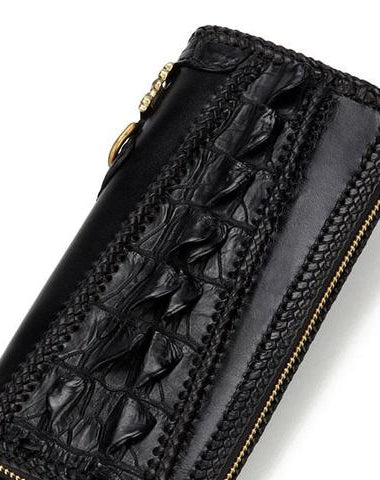 Handmade Leather Mens Biker Chain Wallets Cool Leather Biker Wallets Long Chain Wallet for Men
