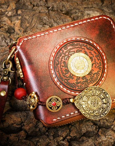 Handmade Leather Mens Chain Biker Wallet Cool Leather Wallet Small Wallets for Men