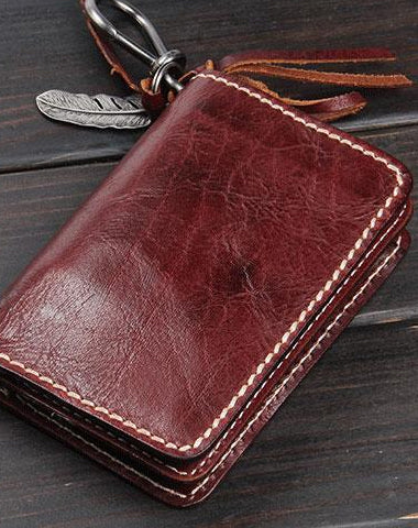 Handmade Leather Mens Chain Biker Wallet Cool Leather Wallet Wrist Wallets for Men