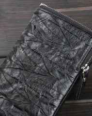 Handmade Leather Mens Cool Long Leather Wallet Trifold Clutch Wallet for Men
