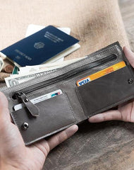 Cool Leather Mens Slim Small Wallet Men billfold Bifold Wallets for Men