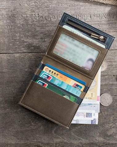 Cool Leather Mens Small Slim Wallet billfold Wallets Bifold for Men