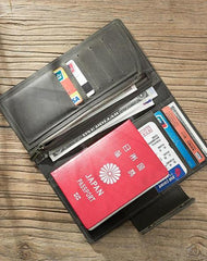 Cool Leather Mens Travel Long Wallet Passport Leather Wallet Long Wallets for Men