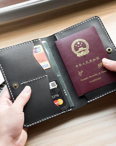 Handmade Leather Mens Travel Wallet Passport Leather Wallet billfold Slim Wallets for Men