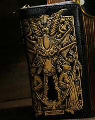 Handmade Leather Tooled Constellation Biker Wallet Mens Cool Chain Wallet Trucker Wallet with Chain