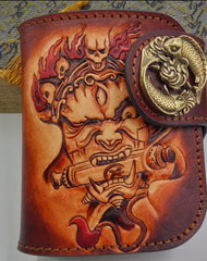 Handmade Leather Tooled Mah¨¡k¨¡la Mens Chain Biker Wallet Cool Leather Wallet Small Wallets for Men
