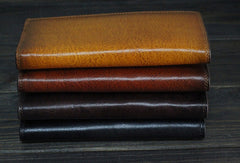 Handmade Men long leather wallet men vintage coffee brown black tan wallet for him