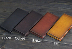 Handmade Men long leather wallet men vintage coffee brown black tan wallet for him