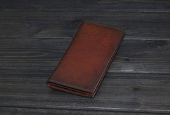 Handmade Men long leather wallet men vintage coffee brown black tan wallet for him