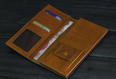 Handmade Men long leather wallet men vintage coffee brown black tan wallet for him