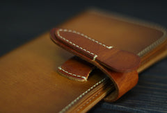 Handmade Men long leather wallet men vintage tan brown coffee wallet for him