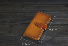 Handmade Men long leather wallet men vintage tan brown coffee wallet for him