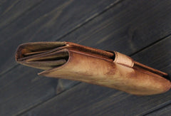 Handmade Men long leather wallet men card slots vintage brown gray wallet for him