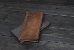 Handmade Mens long leather wallet men multi card vintage brown wallet for men - EverHandmade