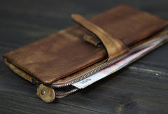 Cool Mens long leather wallet Vintage Long Wallets for Men Bifold Wallets