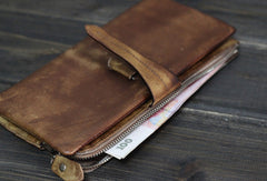 Cool Mens long leather wallet Vintage Long Wallets for Men Bifold Wallets
