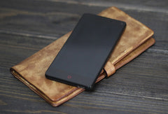 Handmade vintage Mens long leather wallet men multi card brown wallet for men - EverHandmade