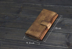 Handmade Men long leather wallet men card slots vintage brown gray wallet for him