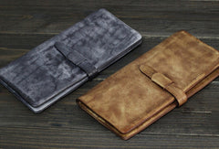 Handmade vintage Mens long leather wallet men multi card brown wallet for men - EverHandmade