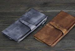 Cool Mens long leather wallet Vintage Long Wallets for Men Bifold Wallets