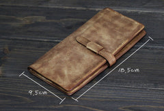 Handmade vintage Mens long leather wallet men multi card brown wallet for men - EverHandmade