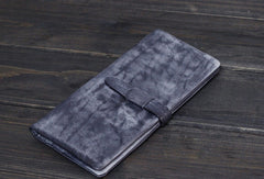Handmade vintage Mens long leather wallet men multi card brown wallet for men