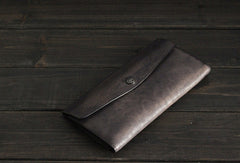 Vintage Men long leather wallet men multi card slots vintage brown wallet for him