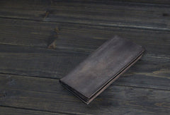 Handmade Mens long leather wallet men multi card vintage brown wallet for men - EverHandmade