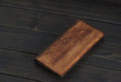 Vintage Men long leather wallet men multi card slots vintage brown wallet for him