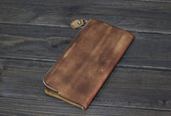 Cool Mens long leather wallet Vintage Long Wallets for Men Bifold Wallets