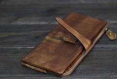 Cool Mens long leather wallet Vintage Long Wallets for Men Bifold Wallets