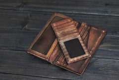 Handmade Mens long leather wallet men multi card vintage brown wallet for men - EverHandmade