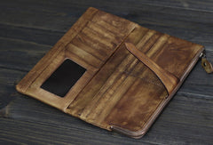 Cool Mens long leather wallet Vintage Long Wallets for Men Bifold Wallets