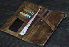 Cool Mens long leather wallet Vintage Long Wallets for Men Bifold Wallets