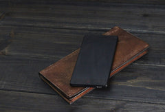 Handmade Mens long leather wallet men multi card vintage brown wallet for men - EverHandmade
