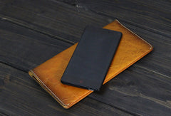Handmade Men long leather wallet men vintage brown wallets for him - EverHandmade