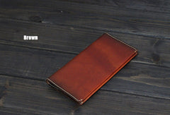 Handmade Men long leather wallet men vintage brown wallets for him