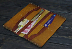 Handmade Men long leather wallet men vintage brown wallets for him - EverHandmade