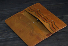 Handmade Men long leather wallets men vintage brown coffee Tan black wallet for him