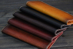 Handmade Men long leather wallets men vintage brown coffee Tan black wallet for him