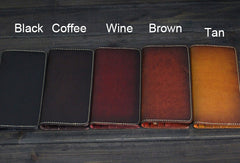 Handmade Men long leather wallets men vintage brown coffee Tan black wallet for him