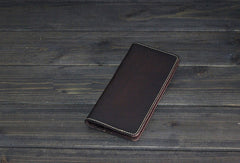 Handmade Men long leather wallets men vintage brown coffee Tan black wallet for him