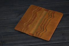 Handmade Men long leather wallets men vintage brown coffee Tan black wallet for him