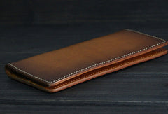 Handmade Men long leather wallets men vintage brown coffee Tan black wallet for him