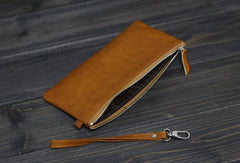 Handmade Men long leather wallet men vintage brown coffee blue wallet for him